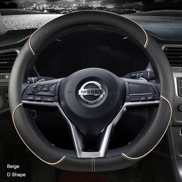 Автомобильный чехол на руль D Тип из искусственной кожи для Nissan X-trail Qashqai Rogue Sport Rogue 2017 2018 Altima Versa