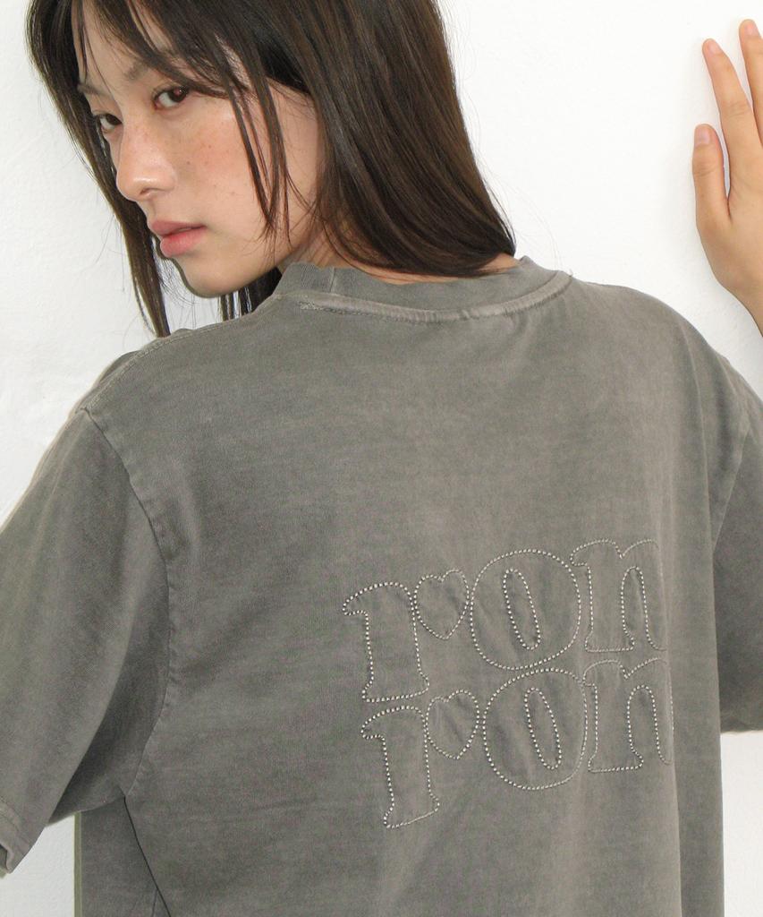 RONRON Pigment Mini Label Basic Fit T Shirt Gray