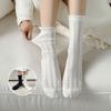 Women's Thin Solid Color Lace Mesh Hollow Breathable Curled Simple Boneless Tube Cotton Socks