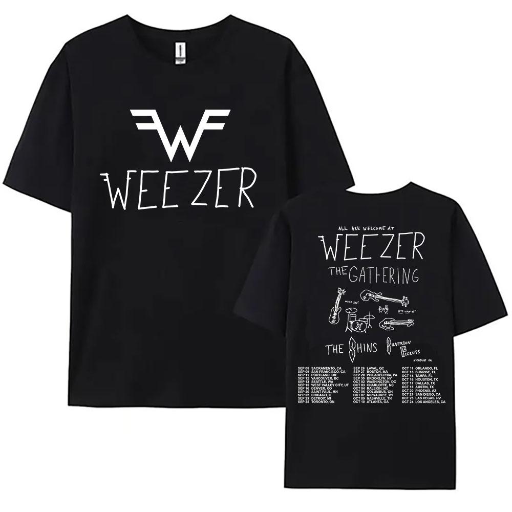Weezer Тур The Gathering 2026 Футболка Хлопок Мягкая Женские/Мужские Футболки Летняя Короткий Рукав Круглый Вырез Футболки Дизайн Графический Принт Рубашка