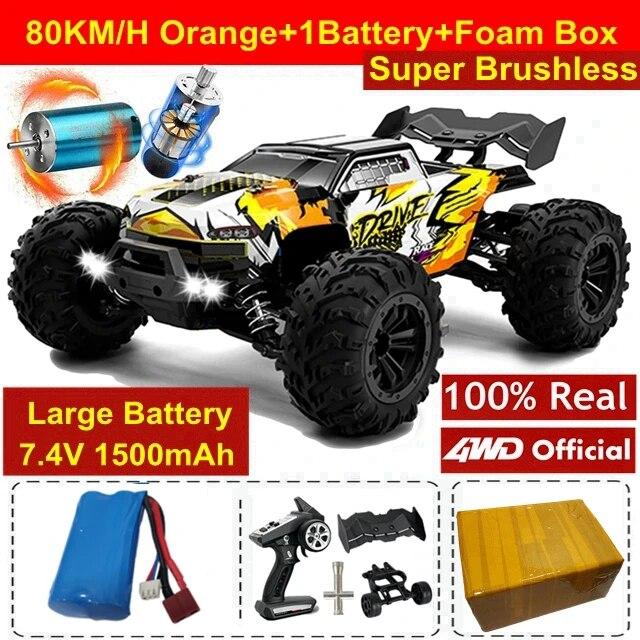 Новый высокоскоростной гоночный внедорожник 4WD RC Car 50 км/ч или 80 км/ч Супер бесщеточный высокоскоростной радио 4x4 Off Road Super Fast Drift Racing RC Truck Vehicle