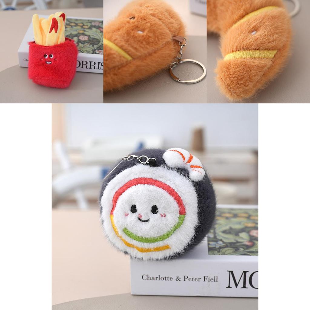 Cartoon Food Plush Keychain With Pp Cotton Filling For Kids Room Decor