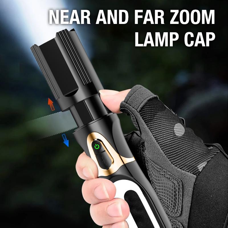 LED flashlight outdoor strong light charging long endurance multifunctional camping light portable home emergency cob work light