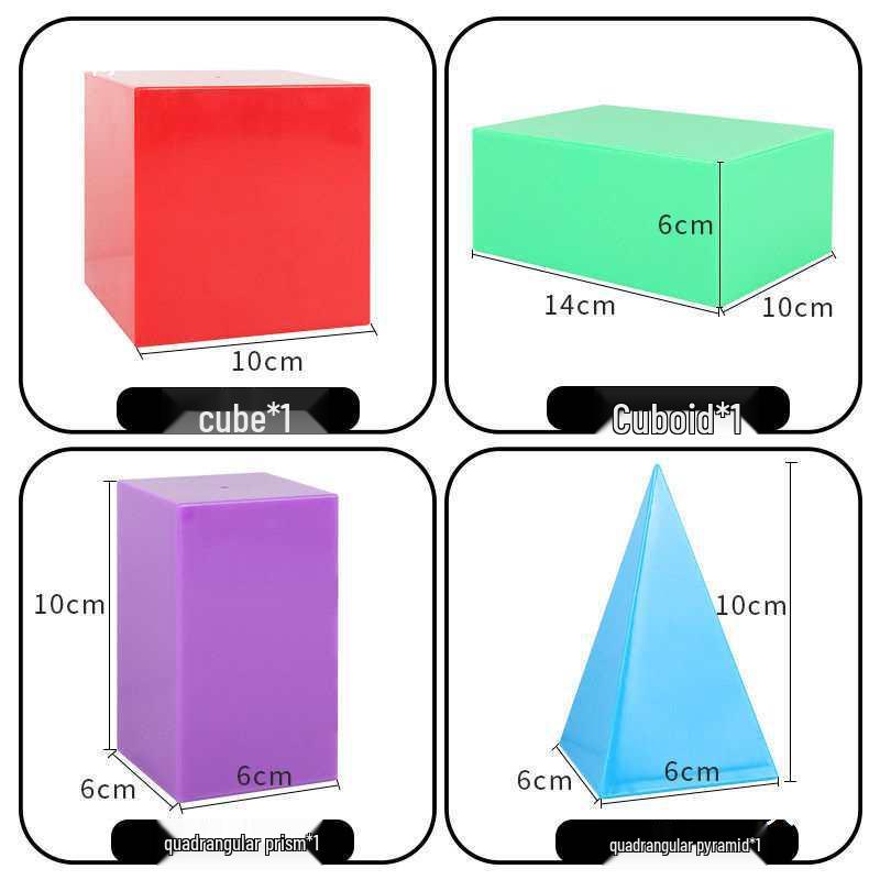 Large 3D Geometric Shape Models: Cube, Prism, Cone, Cylinder, Sphere for Math Teaching Aids