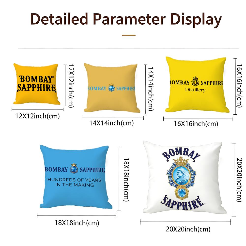 Alcohol Bombay Sapphire Cushion Cover Cushion Cover Set 4Pcs 50X50 45X45 40X40 Pillowcase Decorative Sofa Home Decor
