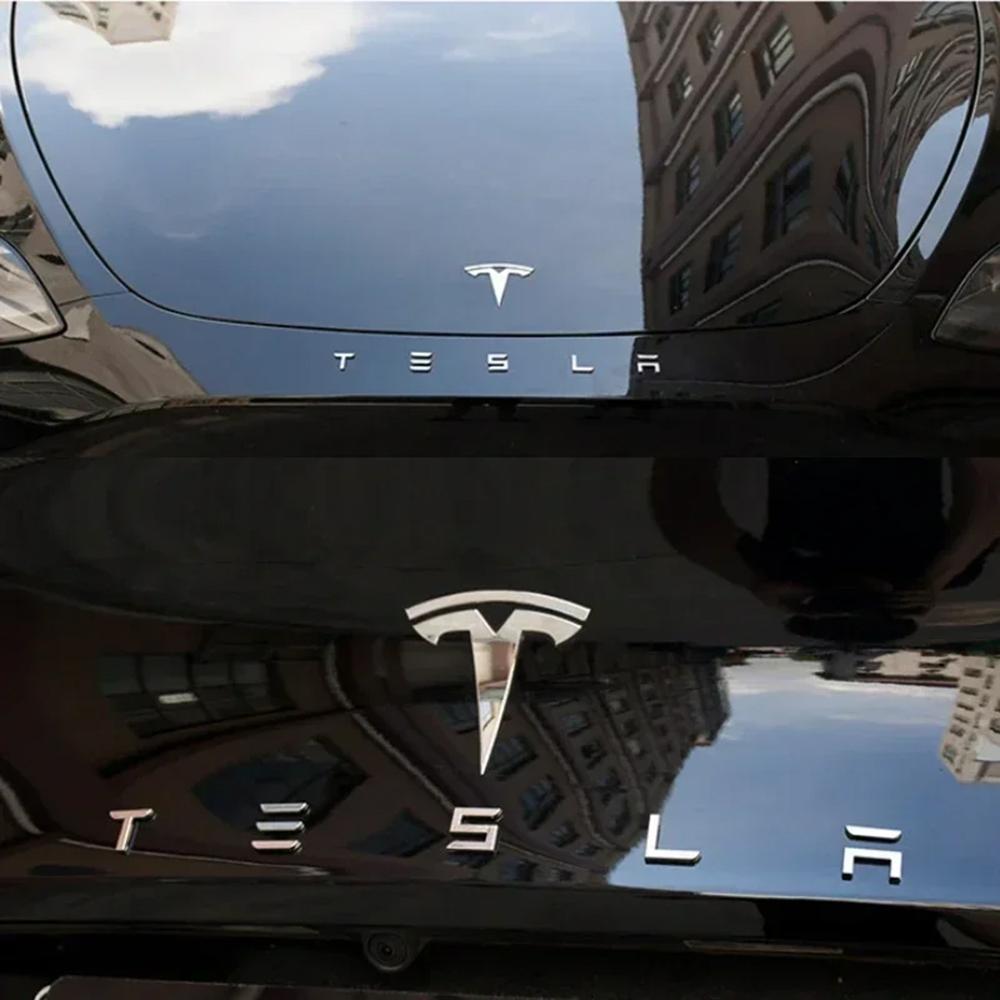 JDFN3 Metal Car Front Hood Rear Trunk Badge Sticker Decoration for Tesla Model 3 S X Y Roadster Auto Emblem Exterior Decal Accessories
