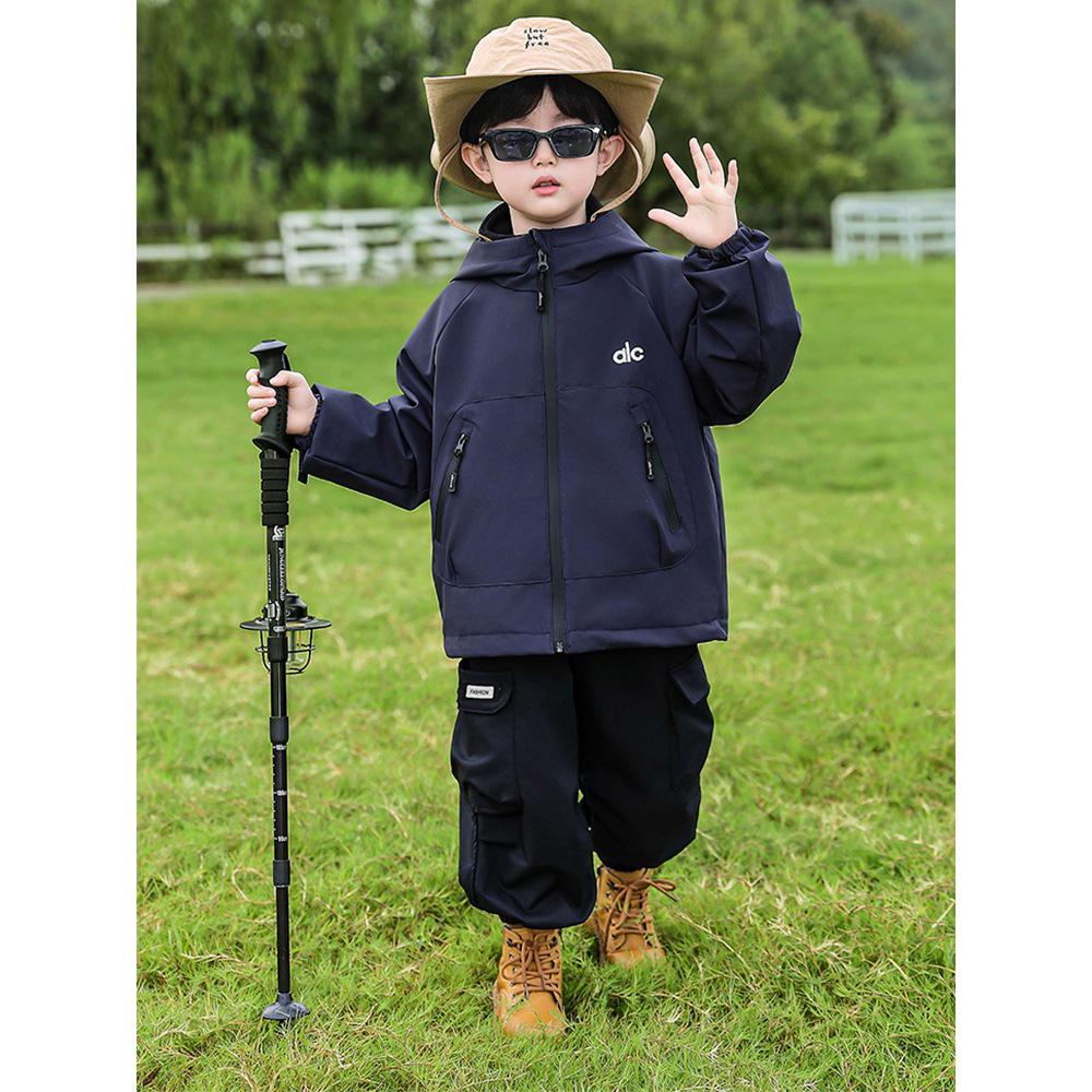 2025 Children's 3-in-1 Fleece-Lined Windbreaker - Boys' Hooded Jacket for Autumn & Winter