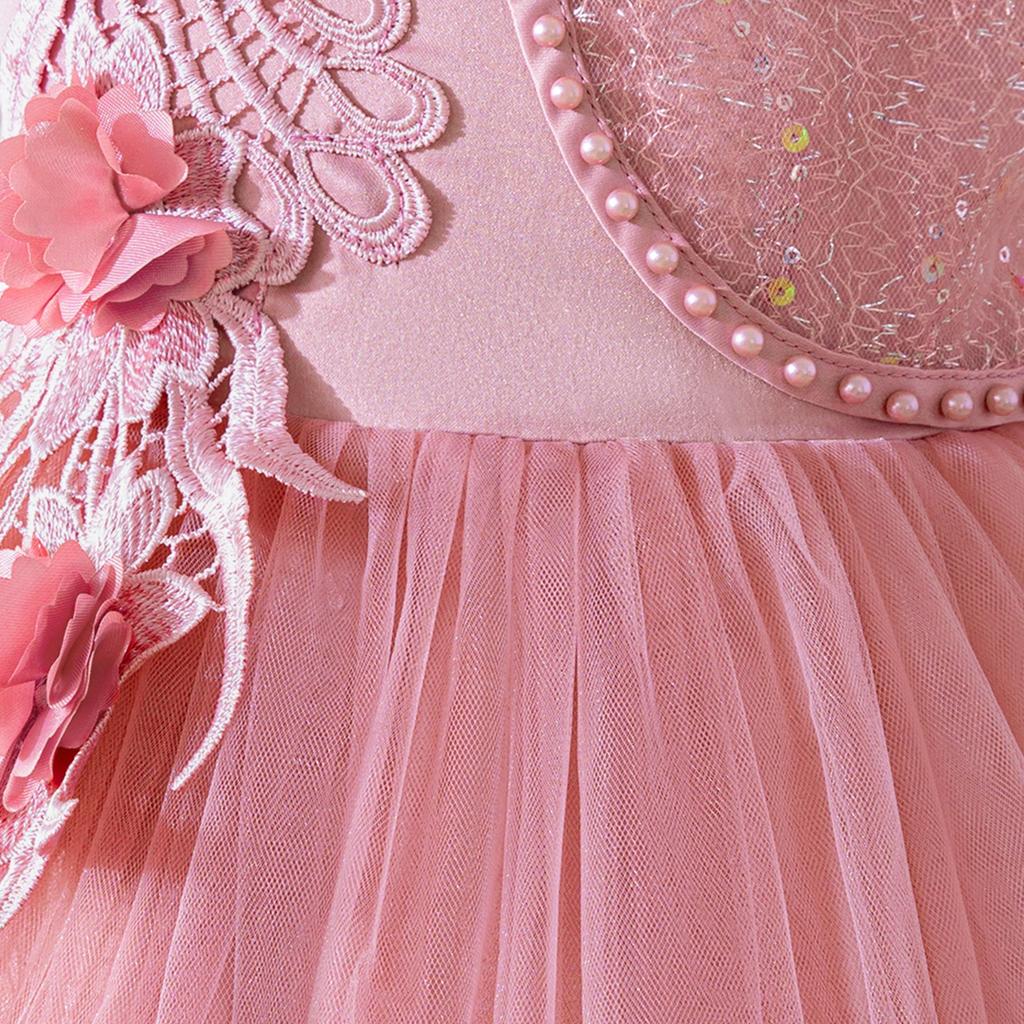 Sequined Princess Dress with Flutter Sleeves for Toddlers – Festive Puffy Tulle Skirt