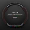 3D Embossed Suede & Genuine Leather Steering Wheel Cover with Carbon Fiber Grip