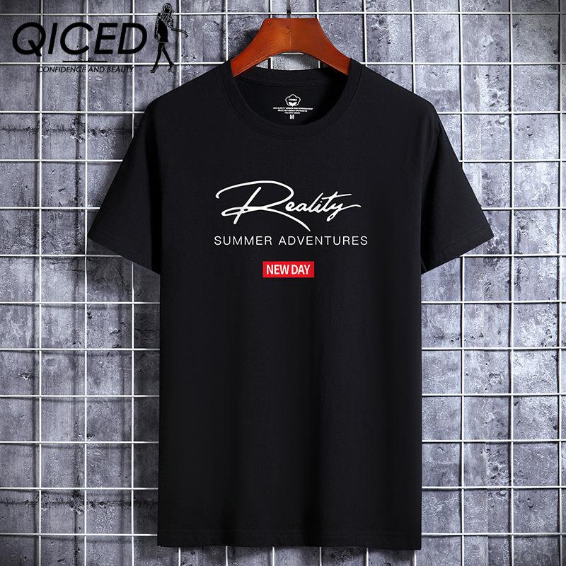 QICED Хлопковая футболка с коротким рукавом, мужская модная свободная рубашка с половиной рукава, сострадательная рубашка с принтом