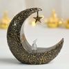 Star Moon Shape Candlestick Candle Lamp EID Ramadan Mubarak Candle Holder Candlestick with LED Light Festive Decoration