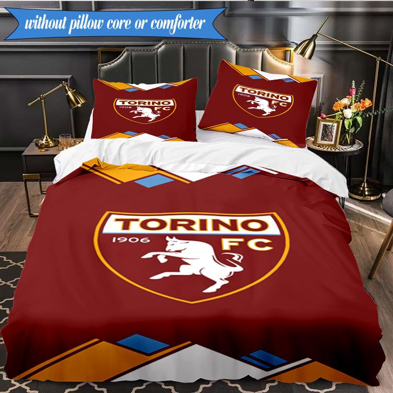 Torino Fc Crest Design 3pcs Bedding,Including 1pc Duvet Cover And 2pcs Pillowcases Perfect for Christmas,Ideal for Bedroom, Dormitory