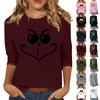 3/4 Sleeve Tops For Women T-Shirt Casual Christmas Print Tops T Shirt Round Neck Pullover Blouse