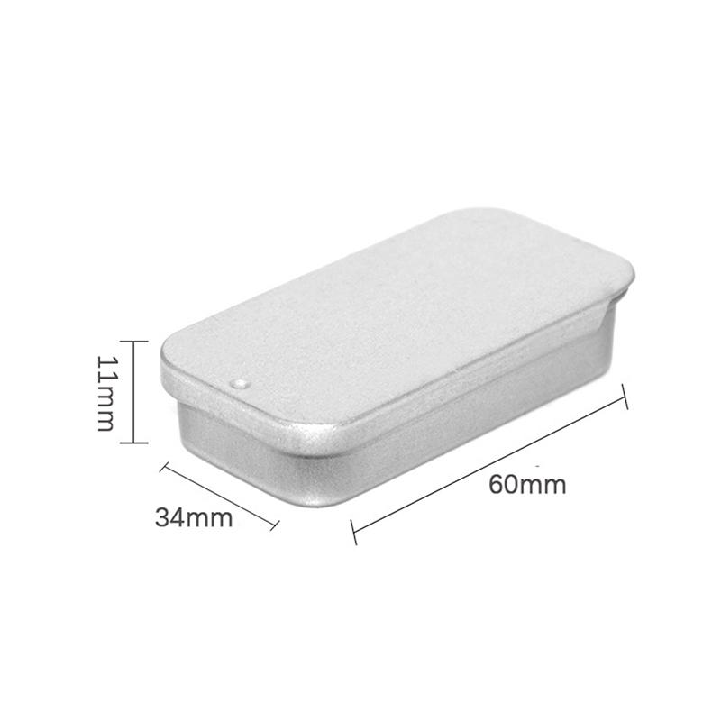 1PCS Small Empty Metal Tin Silver Black Rectangular Flip Storage Box Case Organizer for Money Coin Candy Key Container Jar Cans