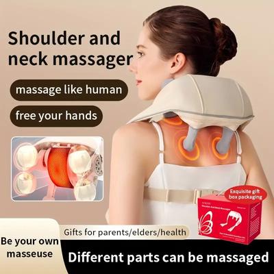 Шиацу Массажер для плеч и шеи с подогревом - Электрический акупрессурный массаж глубокого разминания для освобождения рук ADM