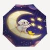 1pc Moonlit Night with Puppy and Stars Umbrella with Plastic Handle,Compact & Stylish,Cartoon Pattern,Outdoor UmbrellaPT303