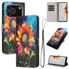 For iPhone 17 Pro Wallet Case Pattern Printing PU Leather Phone Cover with Lanyard