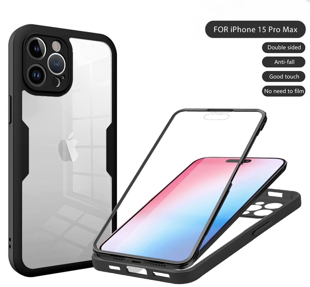 Бампер 360 полной защиты для iPhone 16 Pro Max 13 12 Mini Funda для iPhone 15 14 11 Pro Max Plus Защита экрана Чехол для телефона