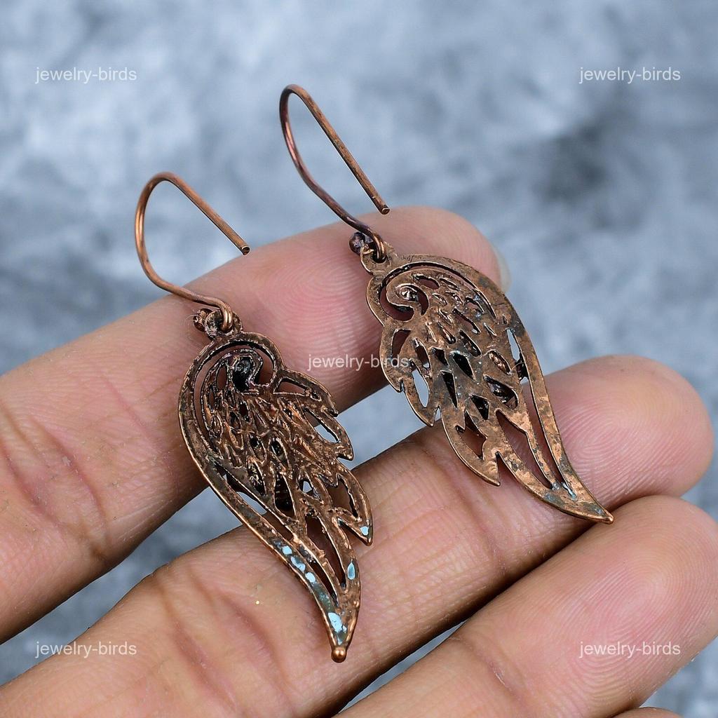 Fancy Pink Tourmaline Gemstone Copper Dangle Drop Electroformed Earrings Jewelry VP-86