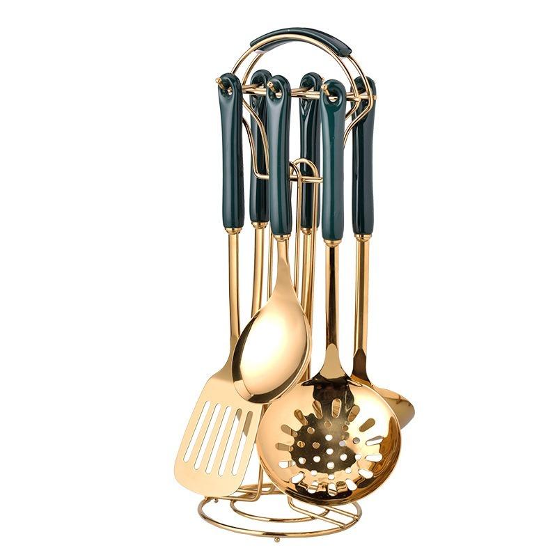 Современный и простой набор кухонной утвари из 7 предметов из нержавеющей стали, кухонные принадлежности, лопатка, ложка, домашняя кухонная утварь