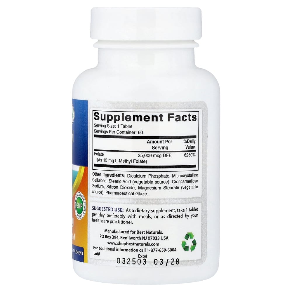 L-Methyl Folate 15000mcg 60 Tablets