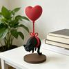 Милая кошка с красным шариком-сердцем Статуэтка 3D-печать Романтическое сердце любви Котёнок Статуя для Декора Настольной Полки Подарки для Любителей Кошек
