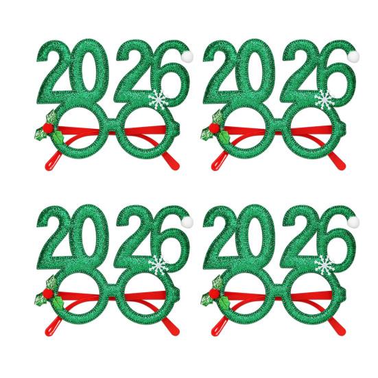 4 шт. Повязка на голову с украшением в виде снежинки, сверкающая цифра 2026, обруч для волос, очки, праздничный аксессуар для рождественской вечеринки