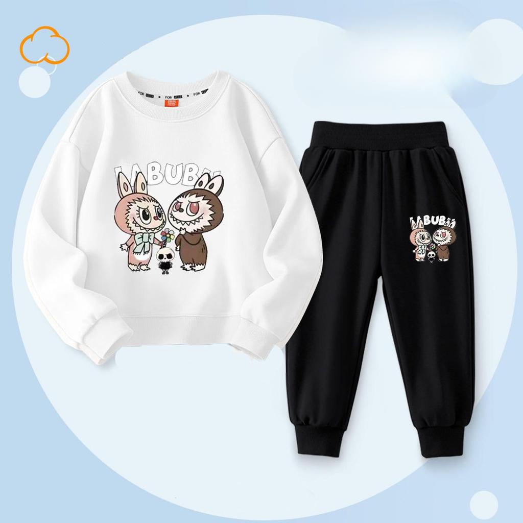 Весенне-осенний детский модный комплект с принтом букета: леггинсы и топ с круглым вырезом для девочек