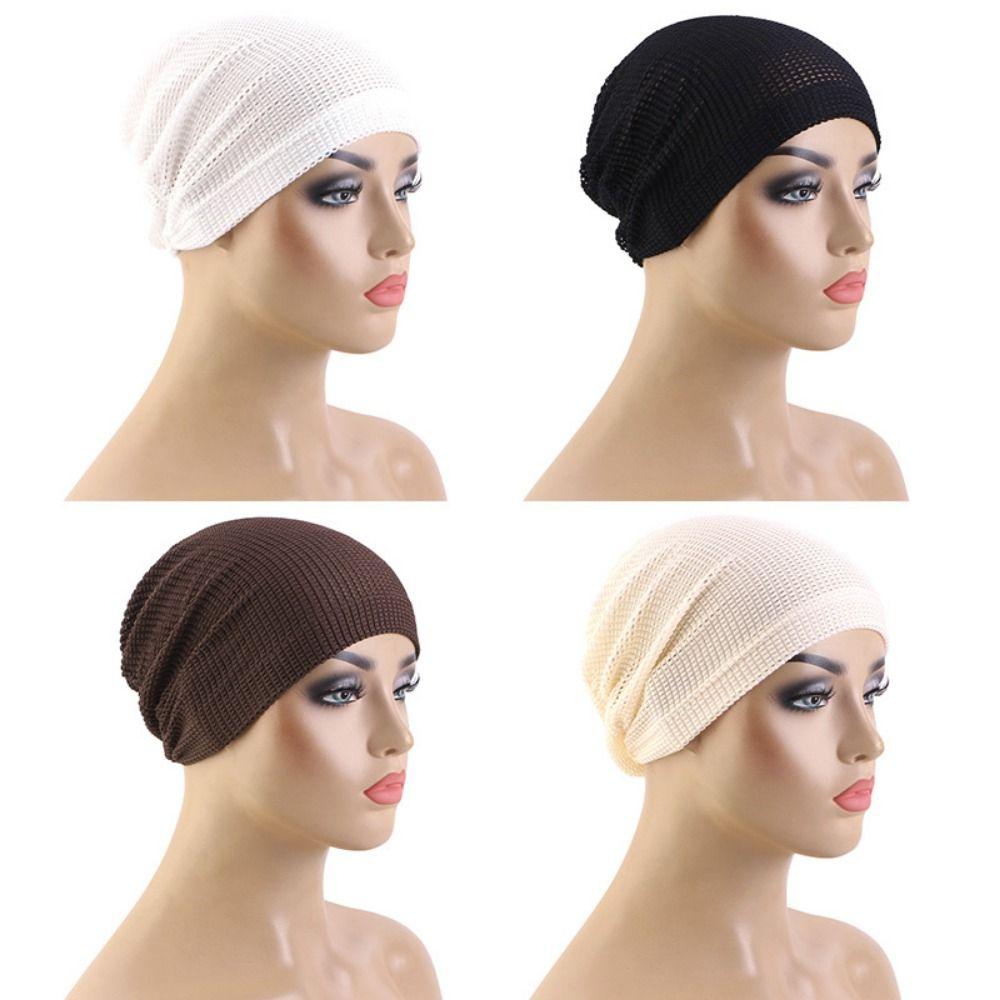 Elastic Hood Solid Color Postpartum Hat Comfortable Crinkle Hijab Turban Summer