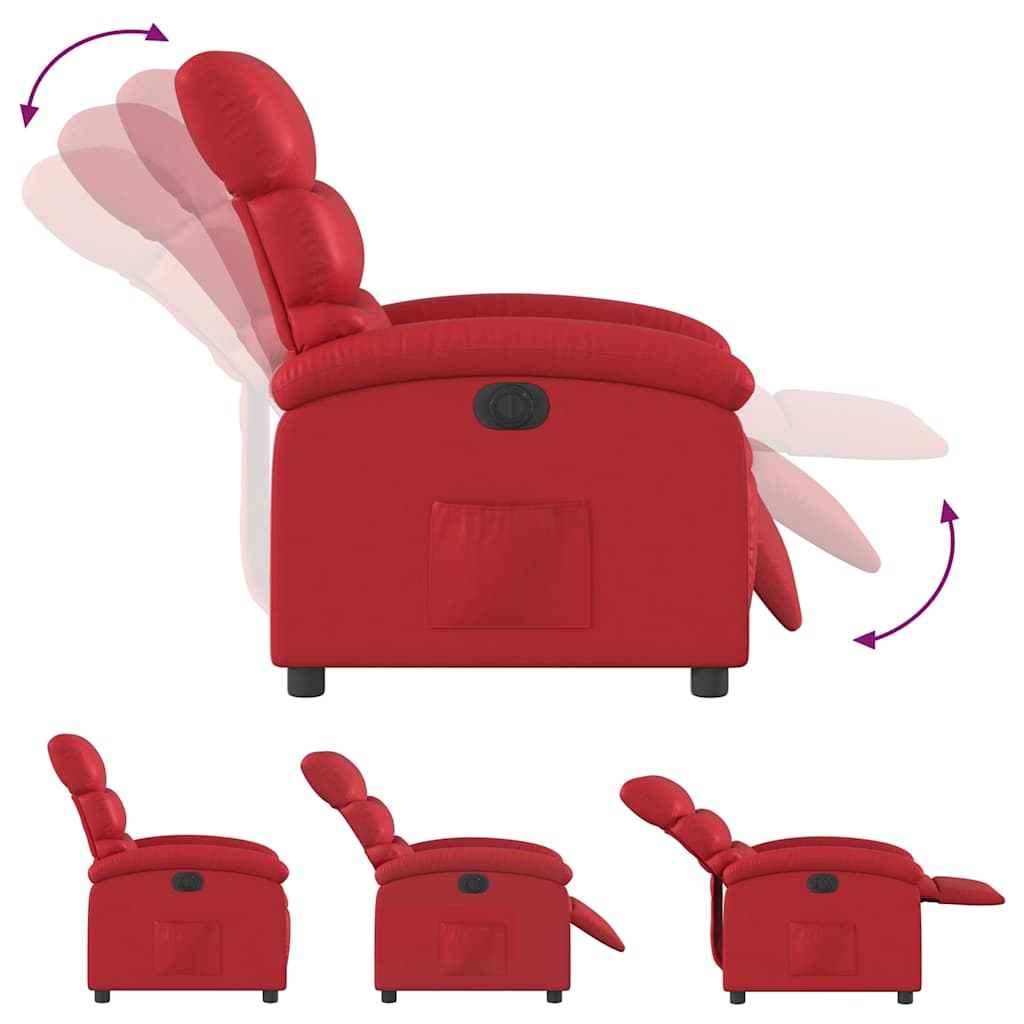 Electric Recliner Chair Red Faux Leather