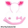 Halloween Costume Kit for Adults Kids Pig Ears Nose Tail Pink Pig Fancy Dress Headband Bow Tie