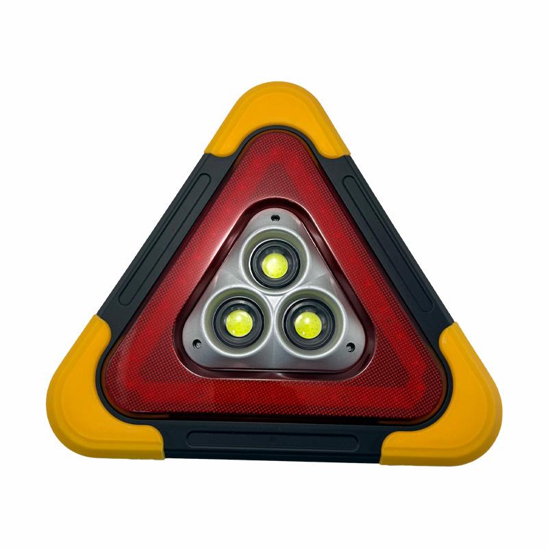 Portable Car Solar-Powered Emergency Warning Light Auto LED Triangle Signal Lamp 5 Modes with Handle Car Roadside Repair Safety