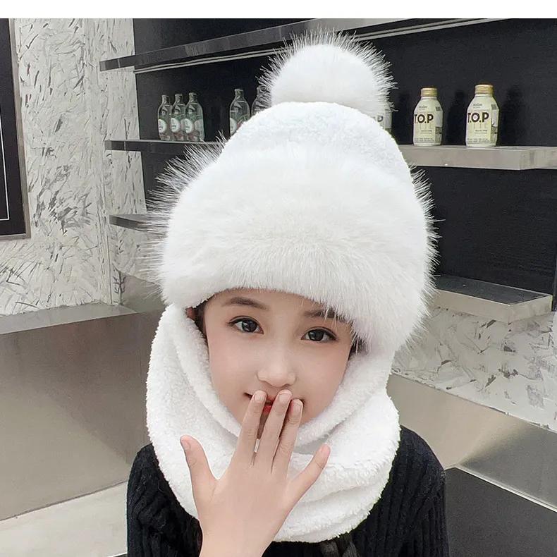 Зимняя шапка для девочек, защита ушей, ветрозащитный шарф для езды на велосипеде, корейский шарф, цельные шапки для детей, толстый бархат, теплая шапка для головы