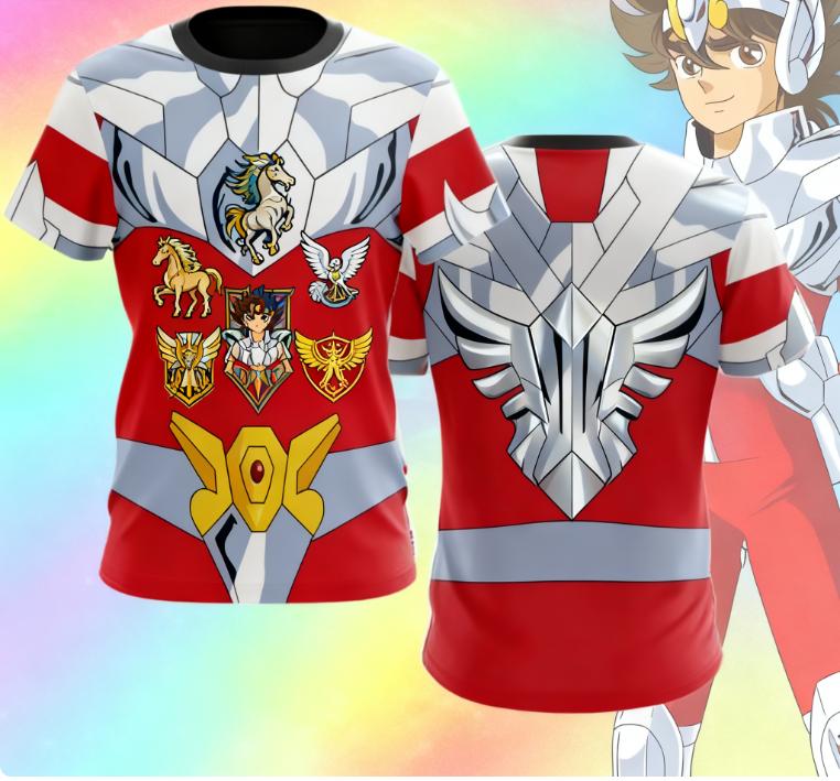 Anime Saint Seiya Pegasus Cosplay 3D Children's T-Shirt Fashion Cool Daily Unisex T Shirt Street Personality Y2k Tops Summer Clothing