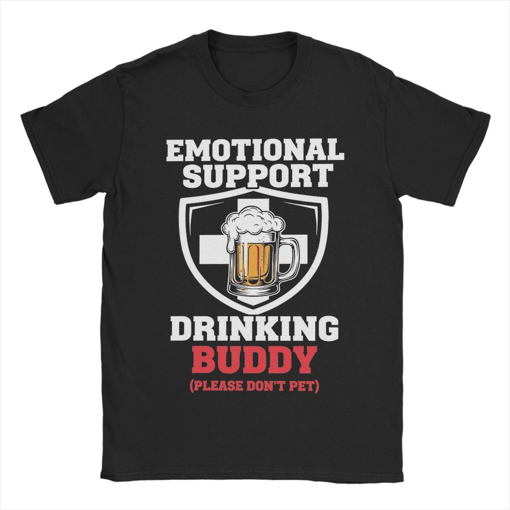 Printed Emotional Support Drinking Buddy Beer T Shirt For Unisex Cotton Tshirts Short Sleeve Clothes