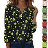 Women's Fashion Casual V-Neck Long Sleeve Decorative Button Christmas Print Top