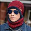 Korean Men's Hat Neck Scarf Sets Velvet Cycling Cover Warm Windproof Hat Winter Woolen Hats Two Piece Scarf Set