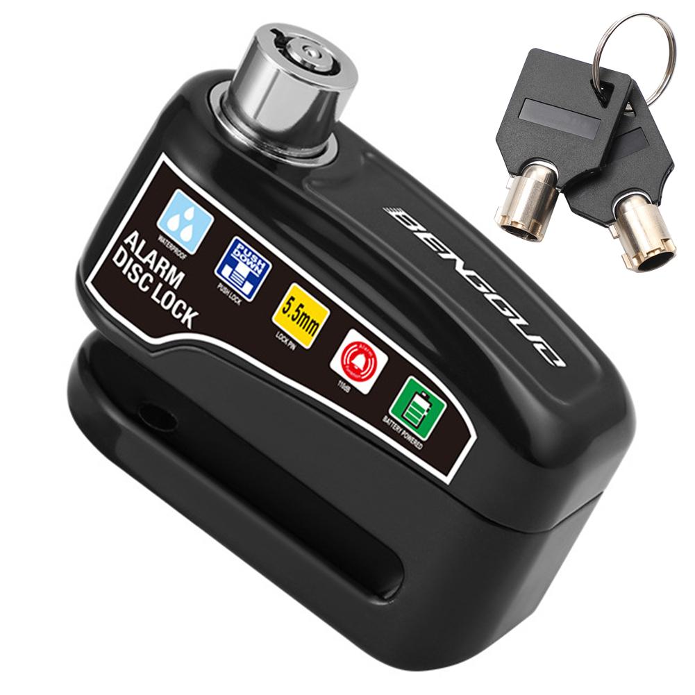 Motorcycle Alarm Wheel Disk Brake Lock with Keys Motorcycle Alarm Brake Rotor Padlock Aluminum Alloy for Bicycle Motor Scooter