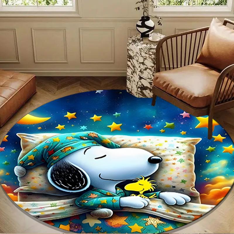 Cute Dog Sweet Dreams Round Rug for Livingroom,Bedroom, Palyroom, Chair Rug, Area rug, Circle Carpet, Large Size Fan Christmas gift