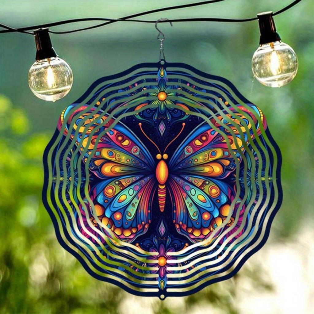 3D Butterfly Wind Spinner - Vibrant Kinetic Metal Garden Decor, Colorful Wind Chime for Outdoor & Indoor, Unique Gift Idea (No Electricity Needed)