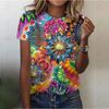 Красочная и необычная женская футболка с 3D-цифровой печатью, персонализированная и модная, с круглым вырезом и короткими рукавами