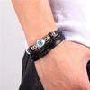 Мужской кожаный многослойный браслет, модный панк-синий браслет от сглаза, браслет, подарки для мужчин, ювелирные изделия, подарки, амулет, оптовая продажа