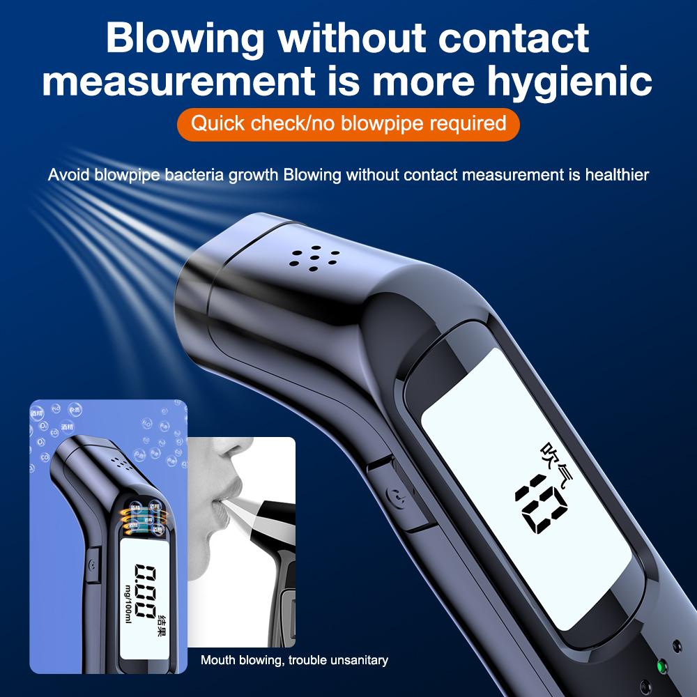 Бесконтактный алкотестер ЖК-дисплей Детектор алкоголя в выдыхаемом воздухе Портативный алкотестер Полицейский алкотектор Инструмент для проверки на алкогольное опьянение