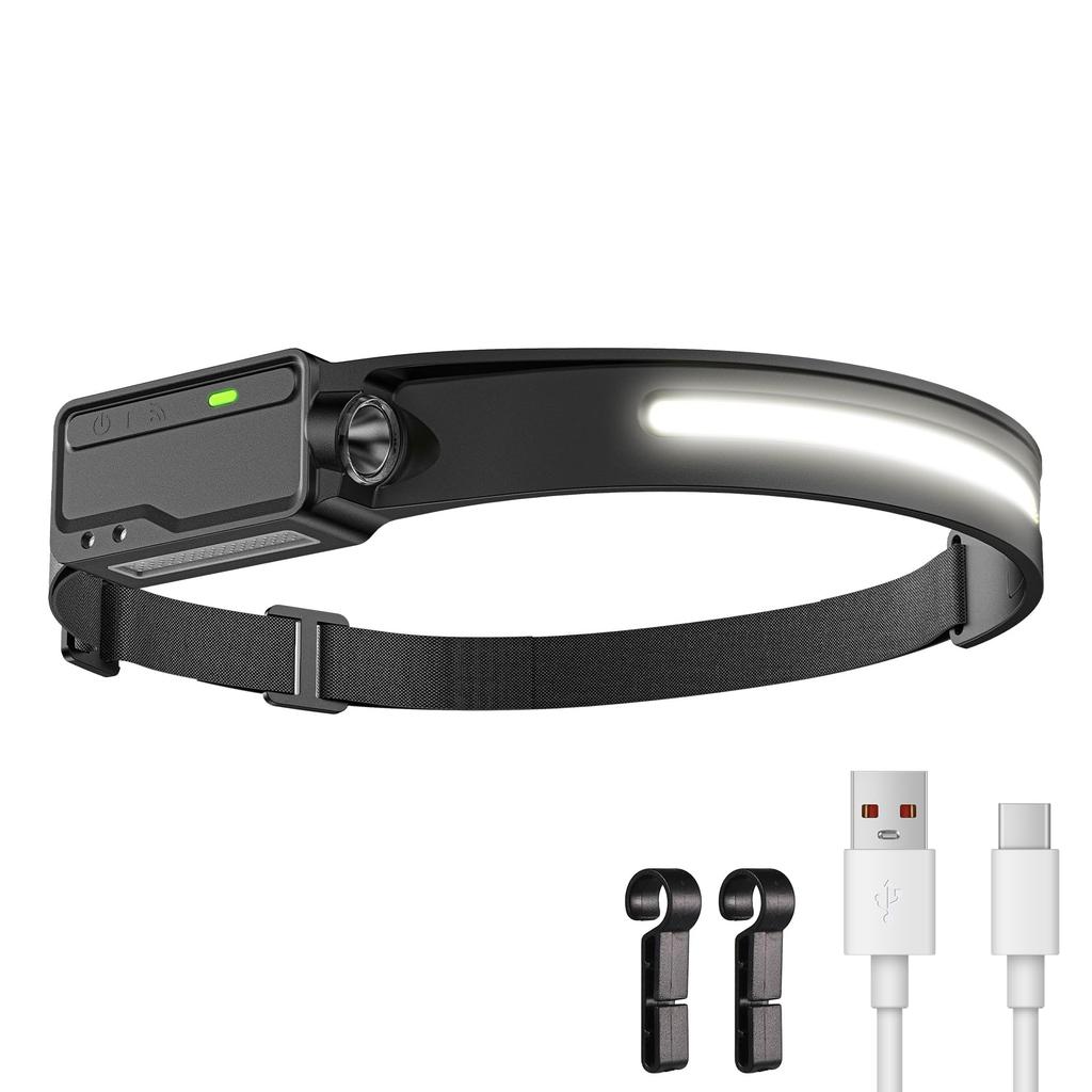 LUTW Headlight, Rechargeable LED Headlamp, Ultra Light, 230° Wide Angle