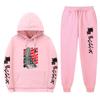 Мужской оверсайз комплект из худи и брюк Streetwear с мультяшным принтом, свободный крой, утепленный флисом, повседневный спортивный костюм