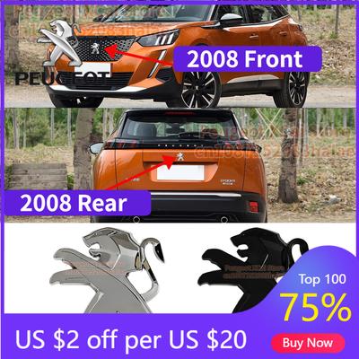 Горячая наклейка на автомобиль 2026 года, подходит для Peugeot 2008, значок-логотип на решетку переднего капота, эмблемы на задний багажник, аксессуары для автомобиля