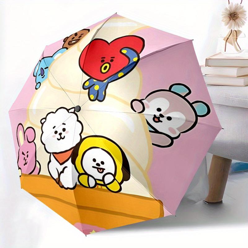 1 шт. Персонажи BT21 Автоматический зонт Прочная железная рама и пластиковая ручка, Подарок для мужчин и женщин, Прочная конструкция, Игривый дизайн yy250826124