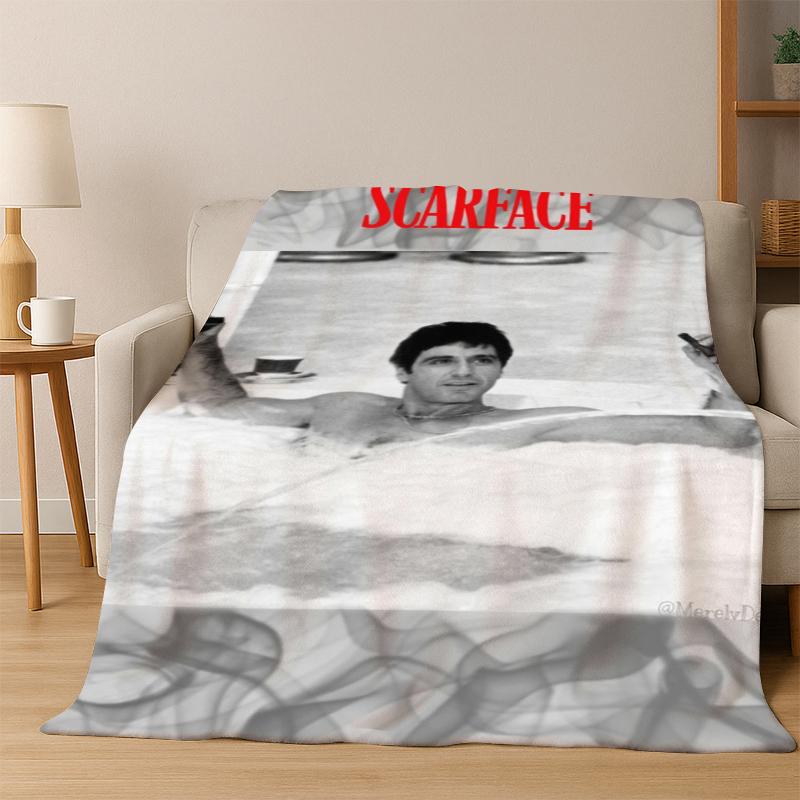 Scarface Classic Movie Tony Flannel Blanket Soft Warm Blanket Throw Blanket for Bedroom Living Room Bed Travel Picnic Gift kid
