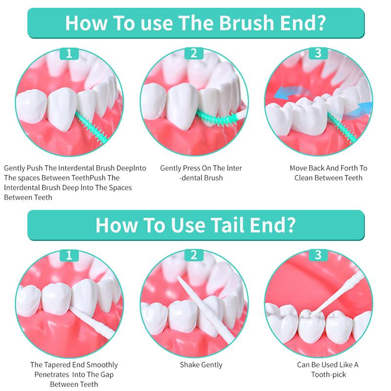 50 шт. двухсторонняя межзубная щетка для чистки между зубами, удлиненная массажная одноразовая силиконовая зубочистка