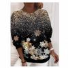 Christmas Series Autumn Winter Snowflakes Christmas Tree Printing Long Sleeved Women Comfortable Casual Loose Plus Size Pullover